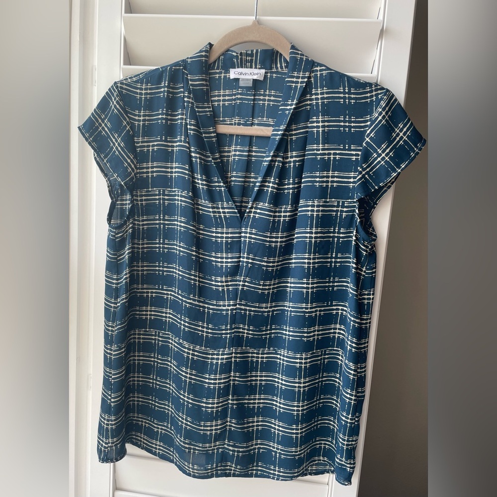 Calvin Klein Cap Sleeve V-Neck Blouse